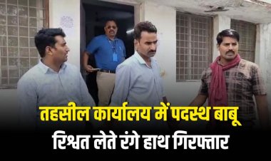 तहसील कार्यालय में पदस्थ बाबू 3 हजार रिश्वत लेते रंगे हाथ गिरफ्तार