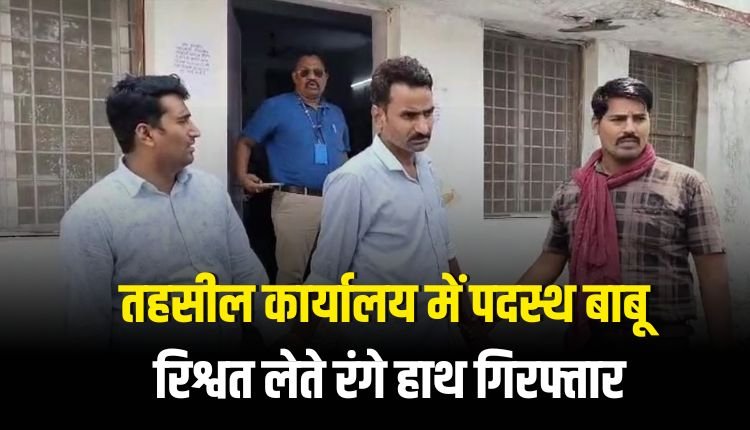 तहसील कार्यालय में पदस्थ बाबू 3 हजार रिश्वत लेते रंगे हाथ गिरफ्तार