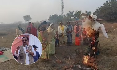 लाडली बहना बयान पर बवाल! मऊगंज में महिला कांग्रेस ने मंत्री शाह का पुतला फूंका