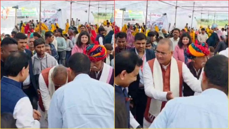 RAJGARH भाजपा सांसद का अनोखा विरोध:अफसरों के पैर छूकर जताई नाराजगी