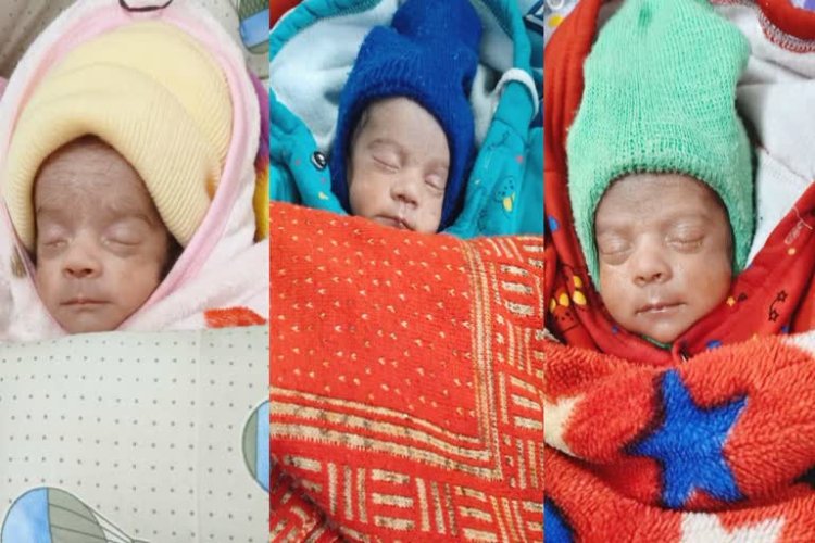 सतना जिला अस्पताल से ट्रिपलेट शिशु स्वस्थ होकर घर लौटे, एक माह नौ दिन इलाज के बाद हुए डिस्चार्ज