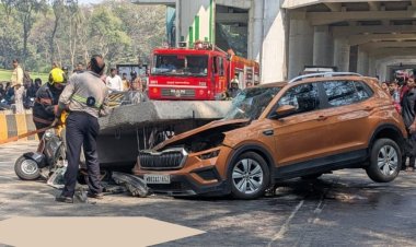 मुंबई मुलुंड में मेट्रो पिलर गिरा, ऑटो और कार सवार घायल