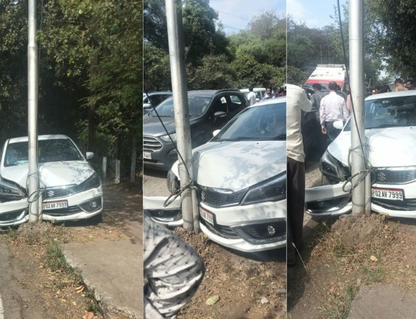 भोपाल: शाहपुरा लेक के पास कार खंभे से टकराई, चालक को अचानक आया हार्ट अटैक