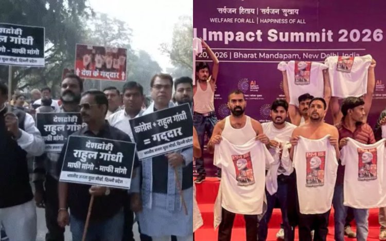 दिल्ली AI समिट विवाद: कांग्रेस के प्रदर्शन के जवाब में आज सड़कों पर BJP, ‘कांग्रेस-राहुल गांधी=गद्दार’ के लगाए नारे