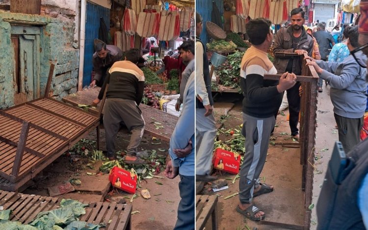 नगर निगम रीवा की कार्रवाई: शहर में सड़कों से हटाया गया अतिक्रमण