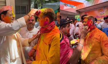 जीतू पटवारी ने कांग्रेस कार्यकर्ताओं के साथ मनाया रंग पंचमी