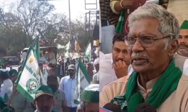 निजी सीमेंट कंपनी के विरोध में किसानों ने किया प्रदर्शन, निकाली ट्रैक्टर रैली