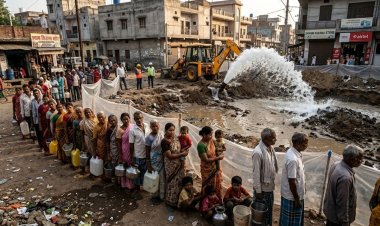 सड़क निर्माण के दौरान टूटी मेन पाइपलाइन, कई इलाकों में पानी सप्लाई बंद