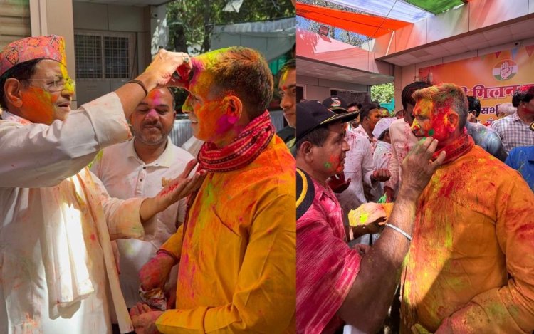 जीतू पटवारी ने कांग्रेस कार्यकर्ताओं के साथ मनाया रंग पंचमी