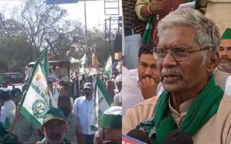 निजी सीमेंट कंपनी के विरोध में किसानों ने किया प्रदर्शन, निकाली ट्रैक्टर रैली