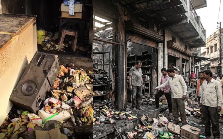 मऊगंज किराना दुकान में लगी आग, लाखों का सामान जलकर खाक