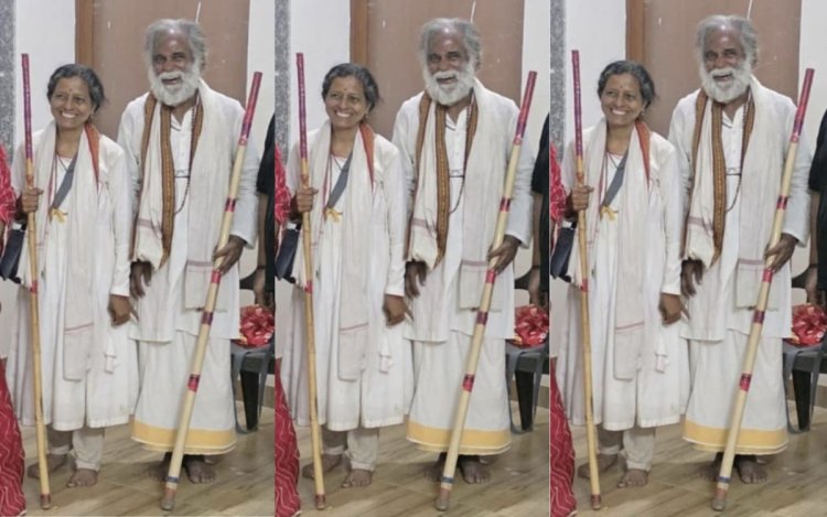 नर्मदा पथ की यात्रा पर निकले पूर्व IAS ओम प्रकाश श्रीवास्तव  का जगह जगह हो रहा स्वागत