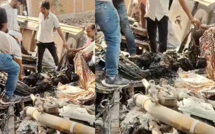 रीवा-सीधी मार्ग पर सड़क हादसा, बल्कर में आग लगने से चालक की दर्दनाक मौत