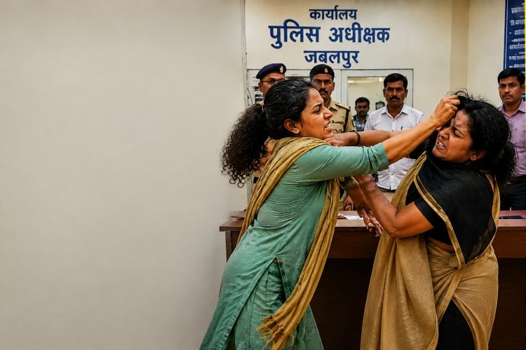 जबलपुर SP ऑफिस में दो महिलाएं भिड़ीं जमकर हुई मारपीट