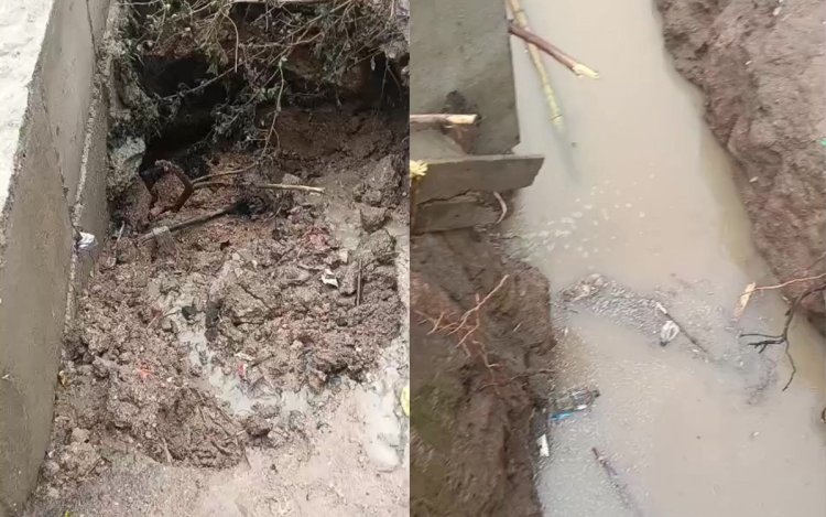 पहली बारिश में धंसी लाखों की लागत से बनी मठियाटोला रोड की पुलिया, निर्माण गुणवत्ता पर उठे सवाल