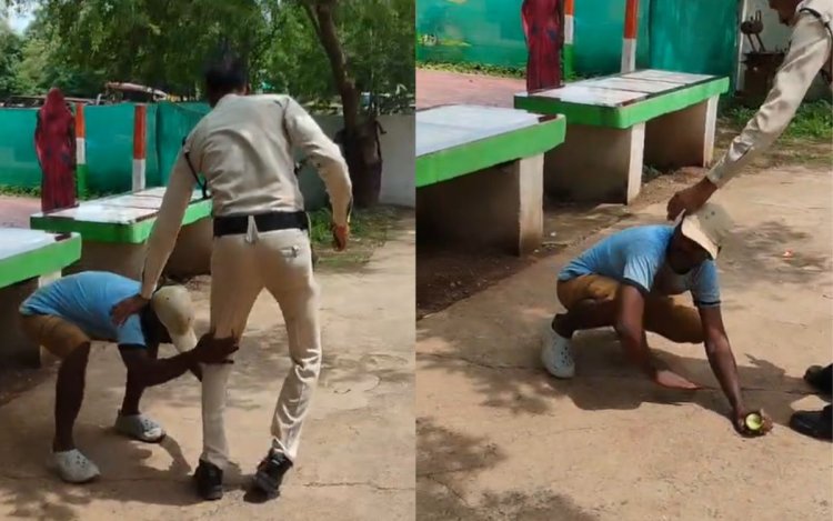 न्याय के लिए थाने में गिड़गिड़ाया फरियादी, पुलिस के पैरों में गिर गया