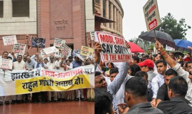 Parliament Monsoon Session: NDA सांसदों का प्रदर्शन, BJP बोली- राहुल बहस से भाग रहे