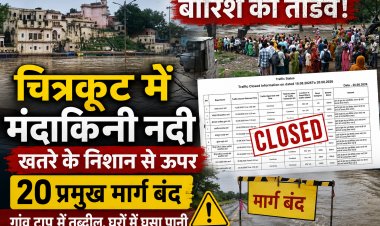 चित्रकूट में बारिश का तांडव, मंदाकिनी खतरे के निशान से ऊपर, सतना-मैहर में 20 प्रमुख मार्ग बंद