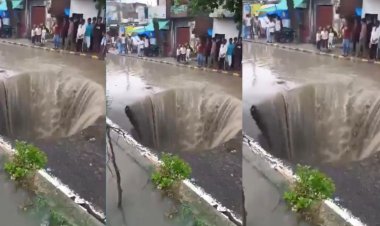 Kanpur Viral Video : कानपुर में सड़क बनी वॉटरफॉल, सोशल मीडिया पर वीडियो हो रहा वायरल