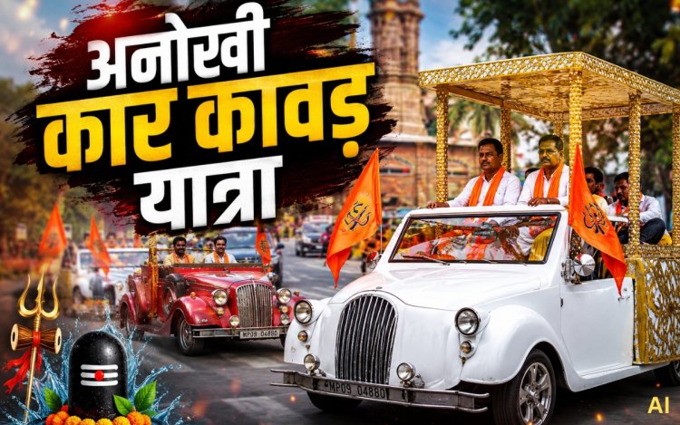 इंदौर में निकली अनोखी कार कावड़ यात्रा, महापुरुषों को नमन कर गूंजे ‘हर-हर महादेव’ के जयकारे
