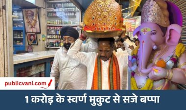 1 करोड़ के स्वर्ण मुकुट से सजे गणपति:750 ग्राम सोने-रत्नों से तैयार मुकुट,  Raipur में दर्शन को उमड़ी भक्तों की भीड़