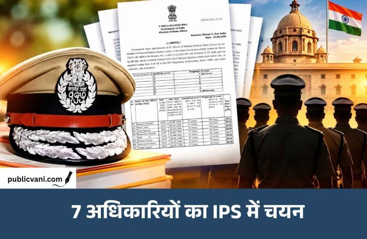 मध्य प्रदेश के 7 पुलिस अफसरों का IPS में चयन, गृह मंत्रालय ने जारी किया आदेश; देखिए पूरी लिस्ट