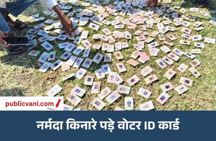 नर्मदा घाट पर 343 वोटर ID कार्ड मिलने से उठे सवाल: कांग्रेस ने की FIR की मांग